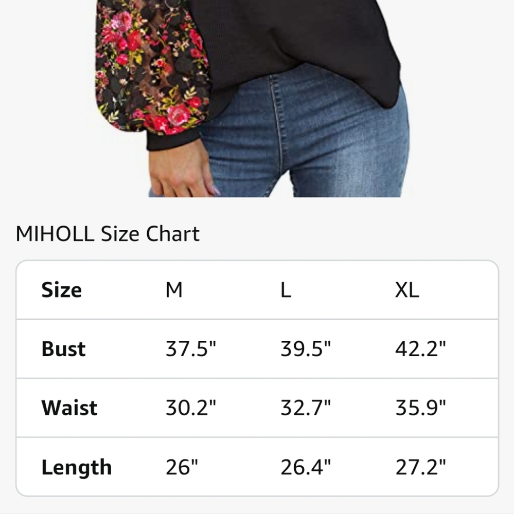 Amazon Miholl Waffle Knit top with lace sleeves - Picture 12 of 13